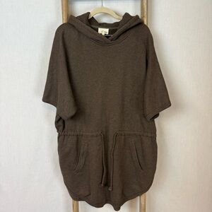 ARITZIA Wilfred Free Caron Cape Hoodie Poncho Short Sleeve Drawstring Brown M